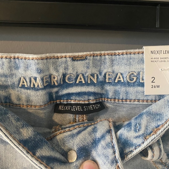 American Eagle Hi-Rise Shortie Ne(x)t Level Stretch Jean Shorts - Picture 3 of 5